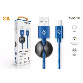 ALIGATOR PREMIUM Dátový kábel 2A, USB-C modrá