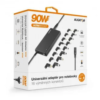 Univerzálny adaptér pre notebooky so 16 výmennými konektormi a USB, 90W Univerzálny adaptér pre notebooky so 16 výmennými konektormi a USB, 90W