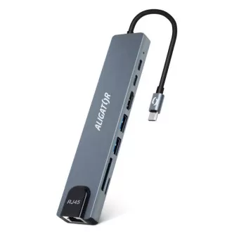 Aligator Dokovacia stanica USB-C/Hub 8v1 (USB-C/2xUSB/SD/MicroSD/HDTV/RJ45) Aligator Dokovacia stanica USB-C/Hub 8v1 (USB-C/2xUSB/SD/MicroSD/HDTV/RJ45)