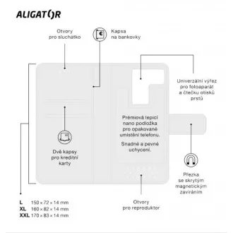 ALIGATOR púzdro UNIVERSE, vel.XL(160*81) ružovo-zlatá