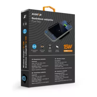 ALIGATOR bezdrôtová nabíjačka Aligator Pure-Pad 15W, čierna ALIGATOR bezdrôtová nabíjačka Aligator Pure-Pad 15W, čierna
