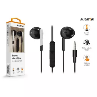 ALIGATOR AE008/Stereo/Jack/Drôt/Čierna ALIGATOR AE008/Stereo/Jack/Drôt/Čierna