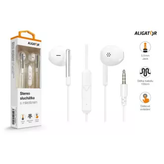 ALIGATOR AE008/Stereo/Jack/Drôt/Biela ALIGATOR AE008/Stereo/Jack/Drôt/Biela