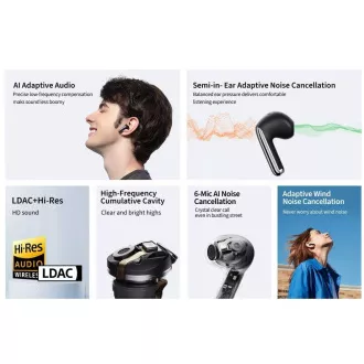 QCY - HT10 PRO+ AilyBuds, ANC slúchadlá, čierna