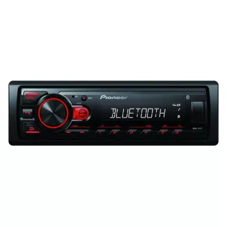 Pioneer MVH-230 autorádio s USB a Bluetooth s integrovaným mikrofónom červené