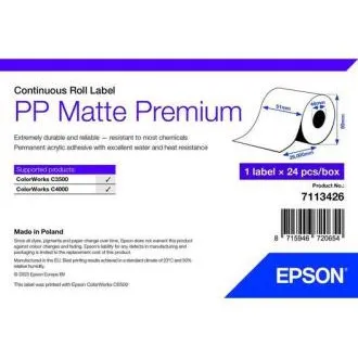 PP Matte Label Premium, Cont. Roll, 51mm x 29mm PP Matte Label Premium, Cont. Roll, 51mm x 29mm