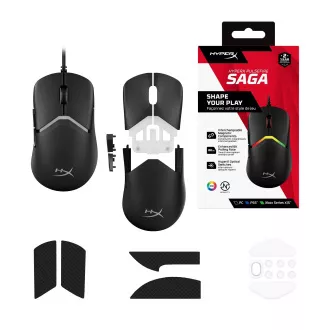 HP HyperX Pulsefire Saga/Herná/Optická/Pre pravákov/26 000 DPI/Drôtové USB-A/Čierna