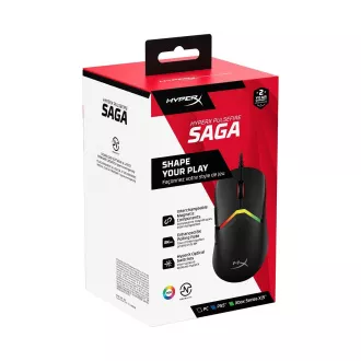 HP HyperX Pulsefire Saga/Herná/Optická/Pre pravákov/26 000 DPI/Drôtové USB-A/Čierna