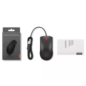 Lenovo 120/Kancelárska/Optická/1 600 DPI/Drôtová USB/Čierna