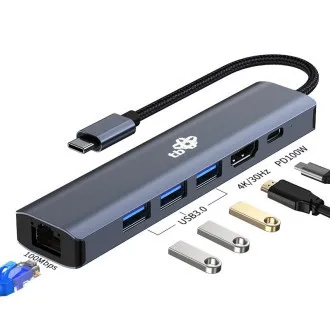 TB Touch USB C 6v1 - HDMI, USBx3, PD, RJ-45 TB Touch USB C 6v1 - HDMI, USBx3, PD, RJ-45