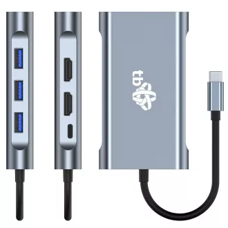 TB Touch USB C 8v1 - 2x HDMI, USB, VGA, RJ45, PD