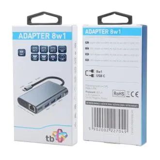 TB Touch USB C 8v1 - 2x HDMI, USB, VGA, RJ45, PD TB Touch USB C 8v1 - 2x HDMI, USB, VGA, RJ45, PD