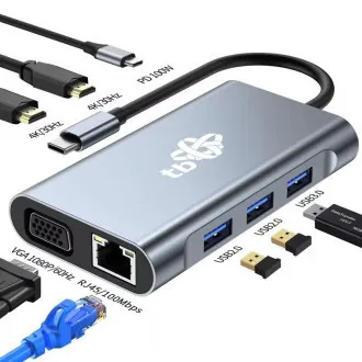 TB Touch USB C 8v1 - 2x HDMI, USB, VGA, RJ45, PD TB Touch USB C 8v1 - 2x HDMI, USB, VGA, RJ45, PD