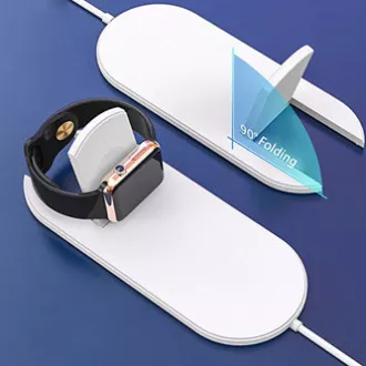2v1 bezdrôtová nabíjačka, pre telefón a Apple Watch, biela, 5V, 10W, Qi