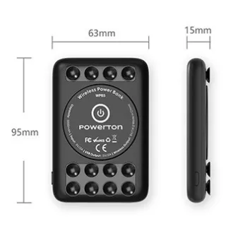 Powerton, power banka s bezdrôtovým nabíjaním, Li-Pol, 5V, nabíjanie telefónov/tabletov, WBP5, 5000mAh, prísavky pre priľnutie kt Powerton, power banka s bezdrôtovým nabíjaním, Li-Pol, 5V, nabíjanie telefónov/tabletov, WBP5, 5000mAh, prísavky pre priľnutie kt