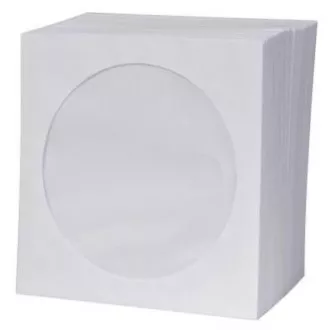 Obálka na 1 ks CD, papier, biela, s okienkom, Logo, 100-pack Obálka na 1 ks CD, papier, biela, s okienkom, Logo, 100-pack