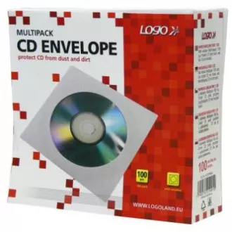 Obálka na 1 ks CD, papier, biela, s okienkom, Logo, 100-pack Obálka na 1 ks CD, papier, biela, s okienkom, Logo, 100-pack