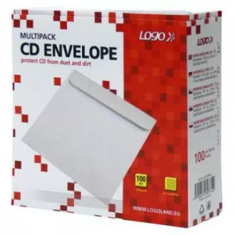 Obálka na 1 ks CD, papier, biela, s lepiacou chlopňou, Logo, 100-pack Obálka na 1 ks CD, papier, biela, s lepiacou chlopňou, Logo, 100-pack