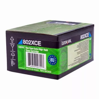 Toner Lexmark 80C2XCE, cyan (azúrový)