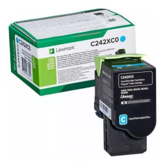 Toner Lexmark C242XC0, cyan (azúrový)