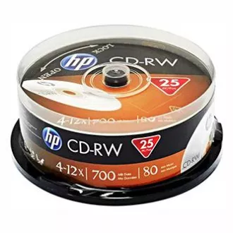 HP CD-RW, CWE00019-3, 69313, 25-pack, 700MB, 4-12x, 80min., 12cm, bez možnosti potlače, cake box, pre archiváciu dať HP CD-RW, CWE00019-3, 69313, 25-pack, 700MB, 4-12x, 80min., 12cm, bez možnosti potlače, cake box, pre archiváciu dať