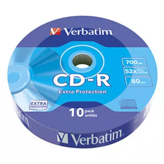 Verbatim CD-R, 43725, Extra Protection, 10-pack, 700MB, 52x, 80min., 12cm, bez možnosti potlače, wrap, pre archiváciu dať Verbatim CD-R, 43725, Extra Protection, 10-pack, 700MB, 52x, 80min., 12cm, bez možnosti potlače, wrap, pre archiváciu dať