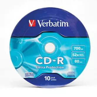Verbatim CD-R, 43725, Extra Protection, 10-pack, 700MB, 52x, 80min., 12cm, bez možnosti potlače, wrap, pre archiváciu dať Verbatim CD-R, 43725, Extra Protection, 10-pack, 700MB, 52x, 80min., 12cm, bez možnosti potlače, wrap, pre archiváciu dať