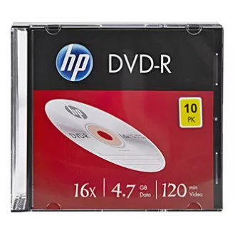 HP DVD-R, DME00085-3, 4.7GB, 16x, slim case, 10-pack, bez možnosti potlače, 12cm, 69314, pre archiváciu dať
