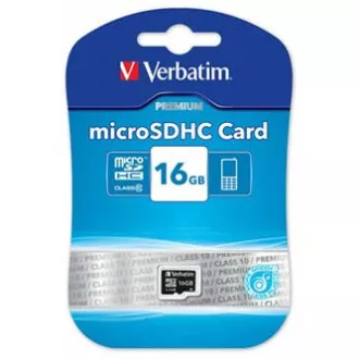 Verbatim pamäťová karta Micro Secure Digital Card Premium, 16 GB, micro SDHC, 44010, UHS-I U1 (Class 10) Verbatim pamäťová karta Micro Secure Digital Card Premium, 16 GB, micro SDHC, 44010, UHS-I U1 (Class 10)