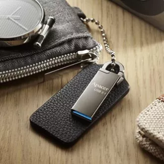 Apacer USB flash disk, USB 3.0, 16GB, AH15A, strieborný, AP16GAH15AA-1, USB A, s karabínkou, DOPRODEJ