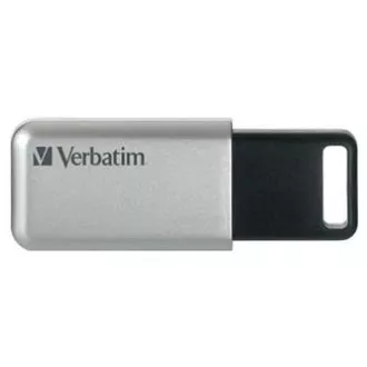 Verbatim USB flash disk, USB 3.0, 64GB, Secure Pro, strieborný, 98666, USB A, AES 256-bit šifrovanie, s výsuvným konektorom