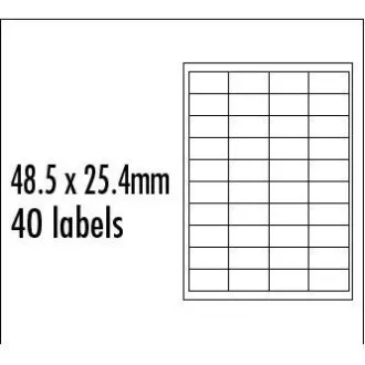 Logo etikety 48.5mm x 25.4mm, A4, matné, červené, 40 etiket, balené po 10 ks, pre inkoustové a laserové tlačiarne
