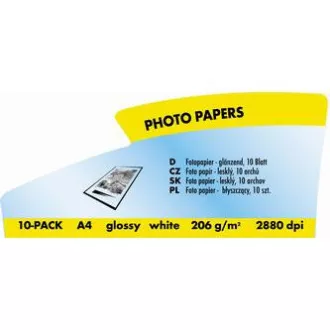 Logo 15015, foto papier, lesklý, biela, A4, 210 g/m2, 2880 dpi, 10 ks, inkoustový