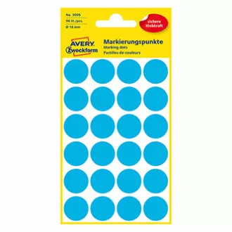 Avery Zweckform etikety 18mm, modré, 24 etiket, značkovacie, balené po 4 ks, 3005, pre ručný popis
