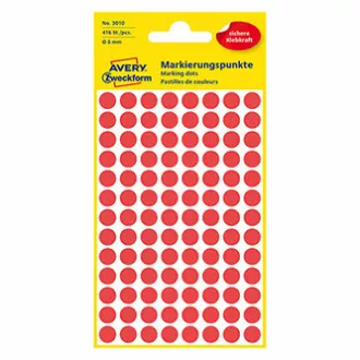 Avery Zweckform etikety 8mm, červené, 104 etiket, značkovacie, balené po 4 ks, 3010, pre ručný popis