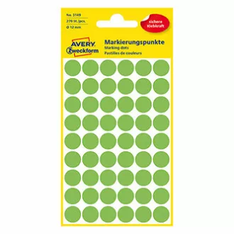 Avery Zweckform etikety 12mm, neón zelené, 54 etiket, značkovacie, balené po 5 ks, 3149, pre ručný popis