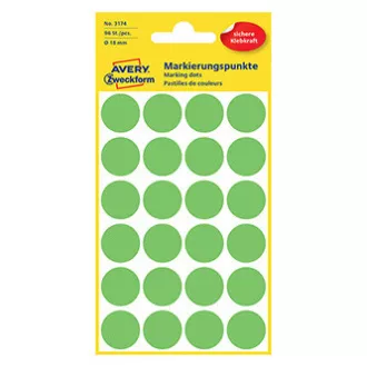 Avery Zweckform etikety 18mm, neón zelené, 24 etiket, značkovacie, balené po 4 ks, 3174, pre ručný popis