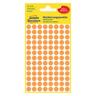 Avery Zweckform etikety 8mm, neón oranžová, 104 etiket, značkovacie, balené po 4 ks, 3178, pre ručný popis