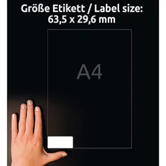 Avery Zweckform etikety 63.5mm x 29.6mm, A4, biele, 27 etiket, odnímateľná, balené po 25 ks, L4737REV-25, pre laserové a inkoust
