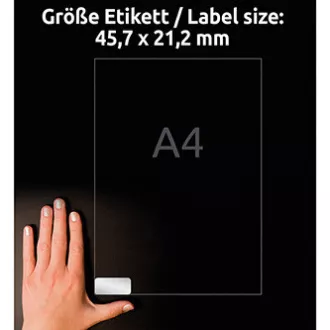 Avery Zweckform etikety 45.7mm x 21.2mm, A4, strieborné, 48 etikiet, veľmi odolné, balené po 20 ks, L6009-20, pre laserové tlačiar Avery Zweckform etikety 45.7mm x 21.2mm, A4, strieborné, 48 etikiet, veľmi odolné, balené po 20 ks, L6009-20, pre laserové tlačiar