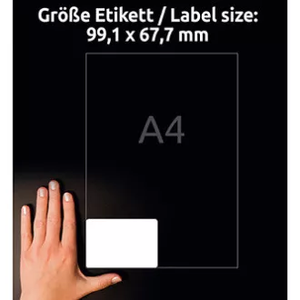Avery Zweckform etikety 99.1mm x 67.7mm, A4, matné, biele, 8 etiket, veľmi odolné, balené po 20 ks, L4715-20, pre laserové tlačia