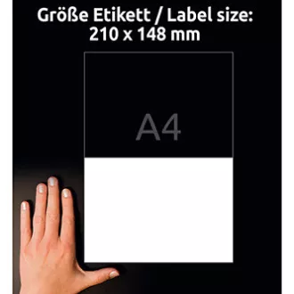 Avery Zweckform etikety 210mm x 148mm, A4, matné, biele, 2 etikety, veľmi odolné, balené po 20 ks, L4717-20, pre laserové tlačiarne