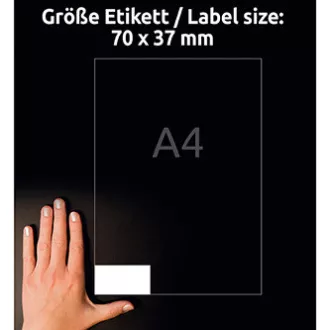 Avery Zweckform etikety 70mm x 37mm, A4, matné, biele, 24 etiket, veľmi odolné, balené po 20 ks, L4718-20, pre laserové tlačiarne Avery Zweckform etikety 70mm x 37mm, A4, matné, biele, 24 etiket, veľmi odolné, balené po 20 ks, L4718-20, pre laserové tlačiarne