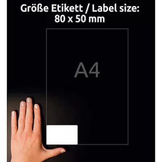 Avery Zweckform menovky 80mm x 50mm, A4, biele, 10 etiket, samolepiaca, balené po 20 ks, L4785-20, pre laserové tlačiarne Avery Zweckform menovky 80mm x 50mm, A4, biele, 10 etiket, samolepiaca, balené po 20 ks, L4785-20, pre laserové tlačiarne