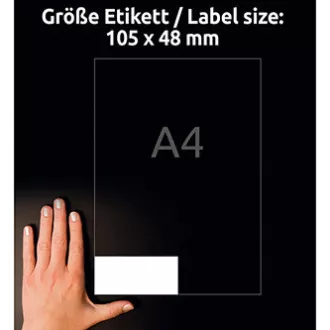 Avery Zweckform etikety 105mm x 48mm, A4, biele, 12 etiket, s vysokou lepivosťou, balené po 20 ks, L7875-20, pre laserové a atram