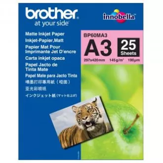 Brother Photo Matt Paper, BP60MA3, foto papier, matný, biely, A3, 145 g/m2, 25 ks, inkoustový