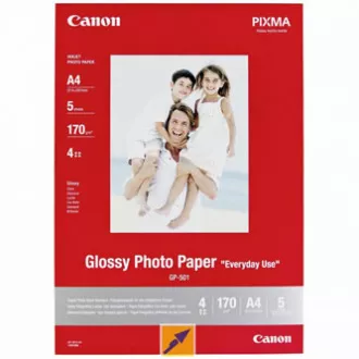 Canon Glossy Photo Paper, GP-501, foto papier, lesklý, GP-501 typ 0775B076, biely, 21x29, 7cm, A4, 200 g/m2, 5 ks, inkoustový Canon Glossy Photo Paper, GP-501, foto papier, lesklý, GP-501 typ 0775B076, biely, 21x29, 7cm, A4, 200 g/m2, 5 ks, inkoustový