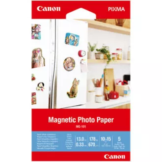 Canon Magnetic Photo Paper, MG-101, foto papier, lesklý, 3634C002, biely, Canon PIXMA, 10x15cm, 4x6", 670 g/m2, 5 ks, nešpecifikovaný Canon Magnetic Photo Paper, MG-101, foto papier, lesklý, 3634C002, biely, Canon PIXMA, 10x15cm, 4x6", 670 g/m2, 5 ks, nešpecifikovaný