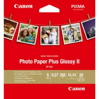Canon Photo Paper Plus Glossy II, PP-201, foto papier, lesklý, 2311B060, biely, 13x13cm, 5x5", 265 g/m2, 20 ks, atramentový Canon Photo Paper Plus Glossy II, PP-201, foto papier, lesklý, 2311B060, biely, 13x13cm, 5x5", 265 g/m2, 20 ks, atramentový