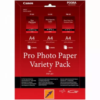 Canon Photo Paper Pre Variety Pack PVP-201, PVP-201, foto papier, 5x matný PM-101, 5x lesklý PT-101, 5x LU-101 typ lesklý, 6211B02